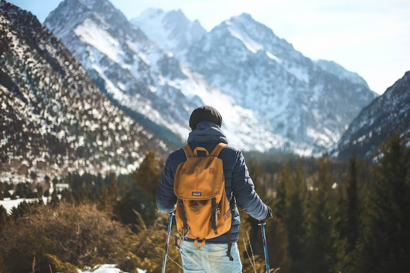 man hiking in the mountains